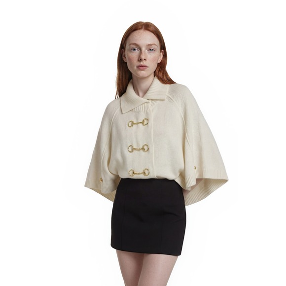 Julie Brown NYC Sweaters - Julie Brown NYC Poncho Women's Size S Cream Horsebit Sweater Cape Equestrian